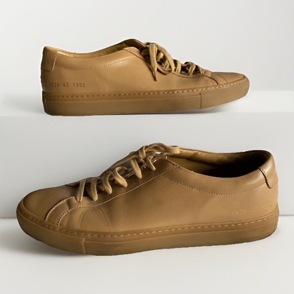 Common Projects Achilles Low Tan Beige Leather Sneakers Made in Italy Men's 42